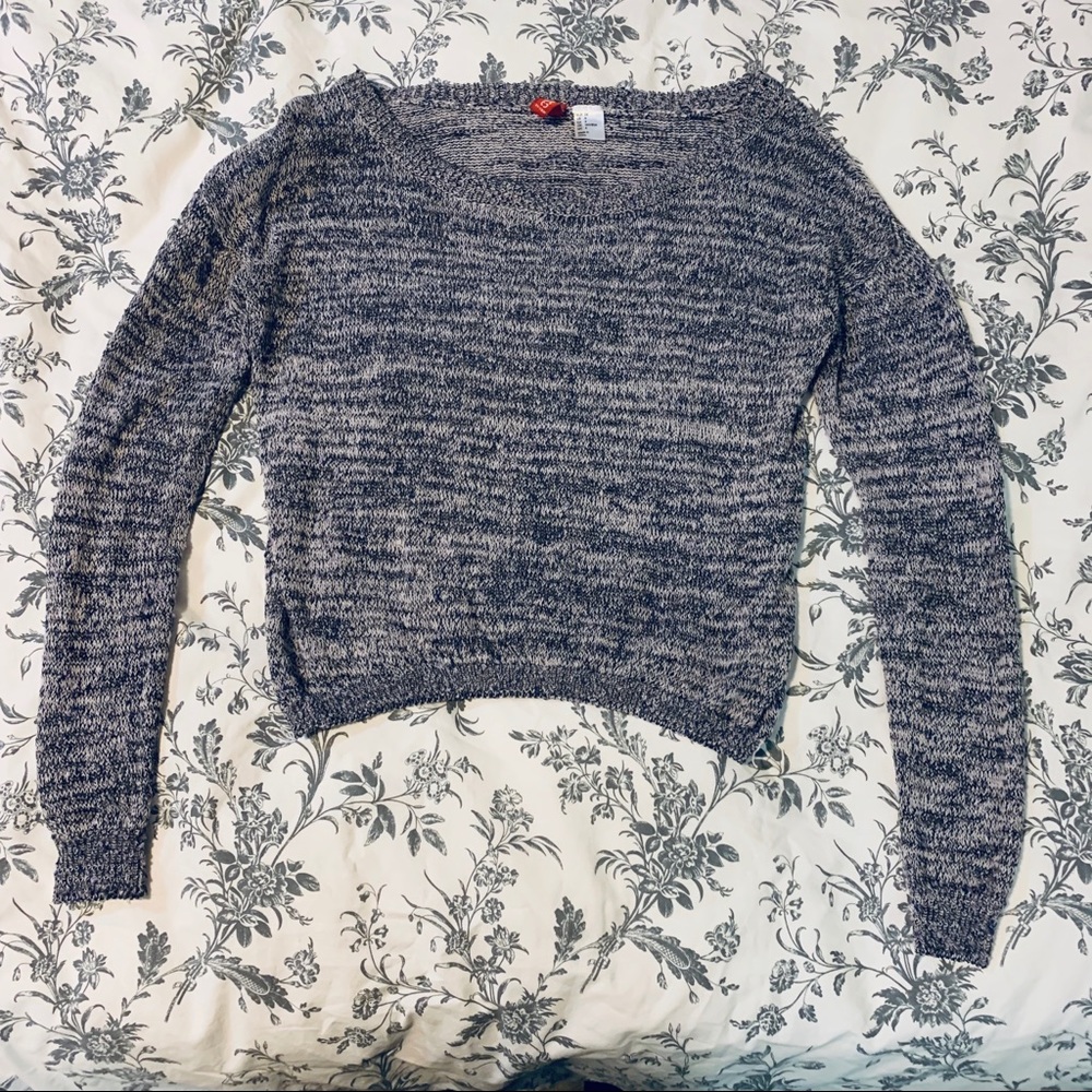 Purple grey marbled light weight cropped sweater